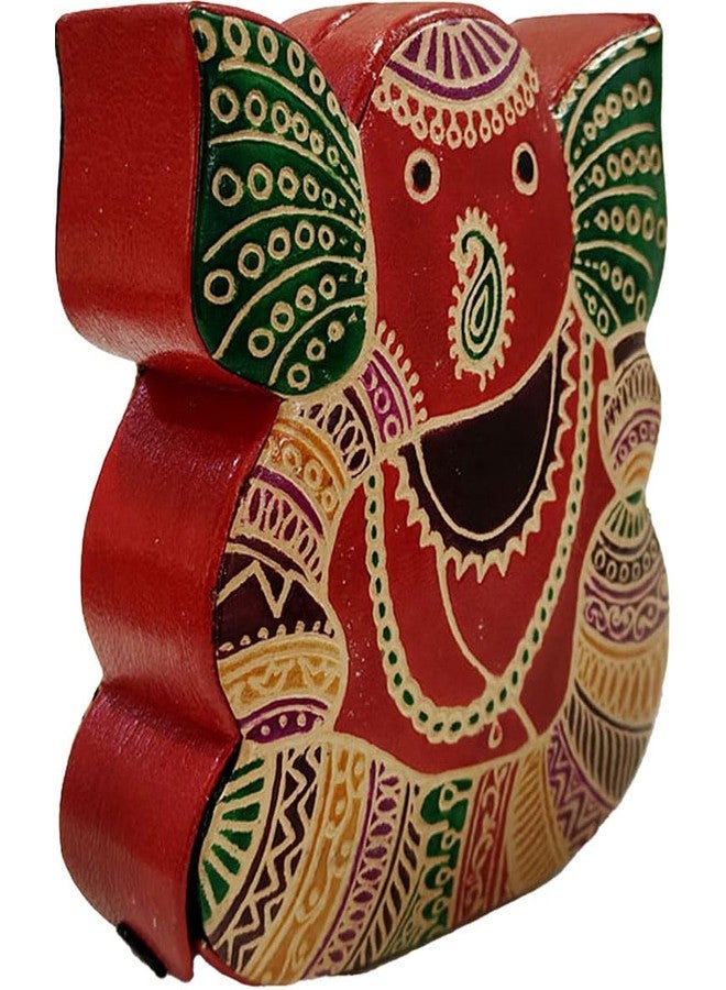 MaatirDesigns Ganesha Leather Piggy Bank - Stylish Money Saving Box for Adults, Kids, Home & Office Décor (Red) - Image 2